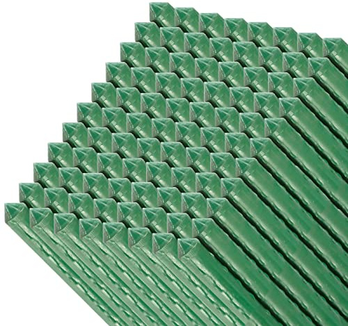 Tradineur - Pack de 96 tutores de Acero plastificado para Plantas de Ø 0,80 x 180 cm, Ideal para el Cuidado del jardín. Varillas para el Cuidado de Plantas y arboles (Color Verde)