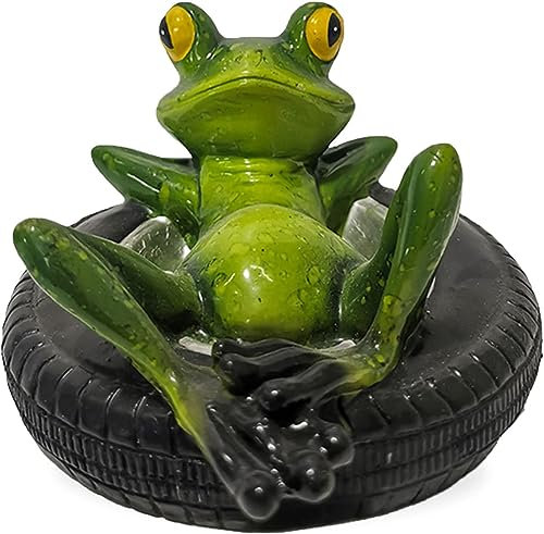 Norhogo schwimmfrosch für miniteich, Deko Garten Frosch Figuren, schwimmfrosch für teich im Reifen, deko miniteich für Outdoor Garten Teich Hof (Liegen)