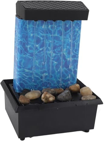 Water Fountains Indoor, Lighted Waterfall Tabletop Fountain, Waterfall Light Show Tabletop Water Fountain, Desktop USB Small Tiered Water Fountain with Irregular Stones for Office