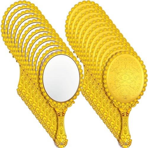 Qunclay 24 Pcs Gold Vintage Hand Mirror with Handle, Portable Mirror