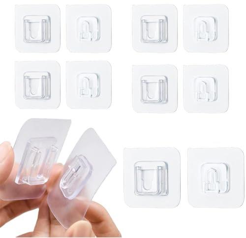 WKRTDY Lot de 5 Paires de Crochets muraux adhésifs Transparents, Double Face et réutilisables pour Une Utilisation Pratique dans la Cuisine, la Salle de Bain et Le Salon