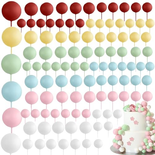Lot de 108 mini ballons en mousse pour décoration de gâteau, décoration de gâteau, décoration de gâteau d'anniversaire (couleur)