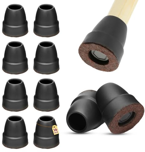 DHWGang Protezione per Gambe di Sedie, Antiscivolo, Ammortizzanti, Accessori di Protezioni per Mobili, Silicone Nero con Feltro, Cappucci Rotondi per Zampe e Base di Appoggio Della Seduta