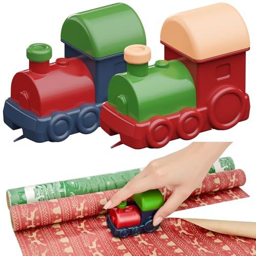 Coupe Papier Cadeau pour Papier Cadeau Noël, 2 PCS Wrapping Paper Cutter avec 4 Lames, Outil de découpe pour Noël, Halloween, Vacances et Anniversaires