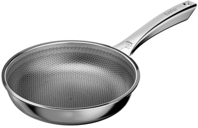 EvoFar 28cm Tri-Ply Stainless Steel Non Stick Frying Pan, Induction Pan for Even Heat Cooking, Heat-Resistant Handle, Suitable for All Hobs