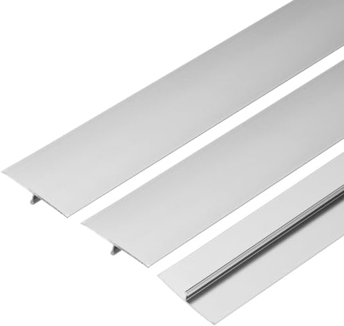 QUARKZMAN 3 Pz Perfil Transición Para Suelo En Forma T Aluminio Plateado