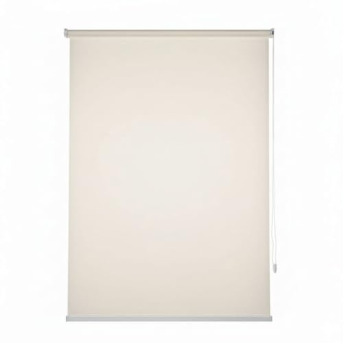 Estor Enrollable Translúcido Liso, 100% Poliéster 220gr/m2, Mecanismo Cadena con Seguridad Infantil, Instalación Pared, Permite Paso de Luz y Privacidad (Beige, 150X200CM)