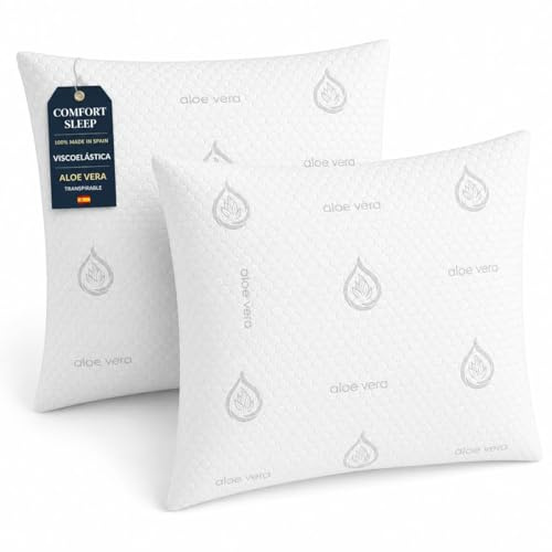 Dear Friend | Almohada Viscoelástica 50x70 cm Memory Foam Adapatable Cuello y Termorreguladoras – Almohada Viscoelástica Aloe Vera Transpirable Doble Fundas desenfundables y núcleo viscoelástico