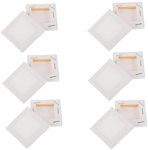 OHPHCALL 12 Tele Bianche su Telaio in Legno, Mini Cornici per Pittura a Olio 5x5 Cm, Confezione da 12 Pezzi per Attività Fai-da-te