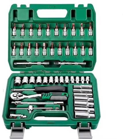 14 delar 1/4 tums skruvnyckelsats drivhylsa, bitmetrisk för bilreparation och hushåll Hylsnyckelsats(53pcs)