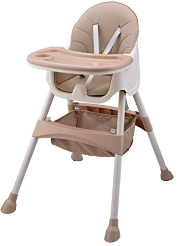 KUANDARYJ Trona para Bebes reclinable Trona de Madera evolutiva bebés, Incluye Hamaca para recién Nacidos, cojín, Bandeja, Altura Regulable, Brown