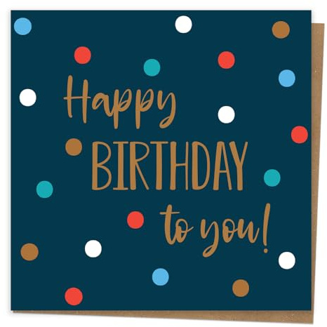 Dotty about Paper Birthday Card for Friend - Navy Spots Premium Greetings Card - Beautifully Designed. Unisex, Neutral, Simple. Envelope Included (3330)