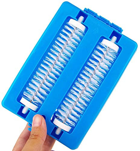 Hopowa Spazzola per tappeti, briciole, a doppio rullo per la pulizia dei capelli, per il divano, i tappeti, la polvere di briciole, i capelli (colori casuali)