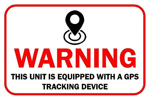 Warning this unit is equipped with a GPS tracking device safety sign 50mm x 33mm - Self adhesive sticker (144)
