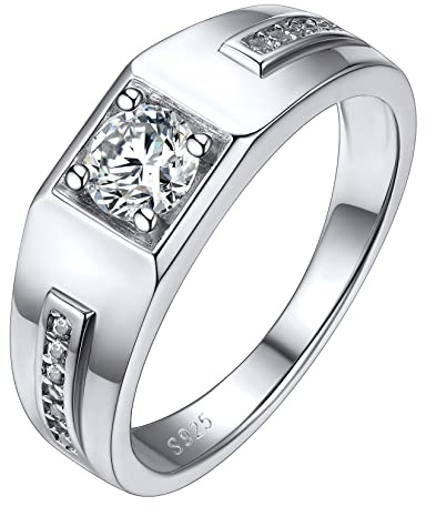Silvora Anillo Dedo Plata de Ley Diamantes Circones, 6mm Banda Anillo Grande para Mujeres