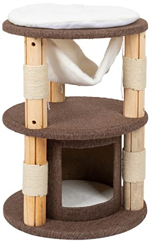VOSS.pet Kratzbaum Milo 70cm - Premium Kiefer Massivholz Katzenkratzbaum mit Plattformen, Höhle und Hängematte