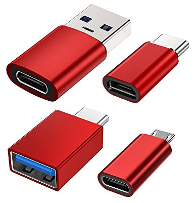 (4 Pezzi), Adattatore USB C Femmina a Maschio, Adattatore USB C a Micro USB OTG Compatibile con iPhone, PC, Samsung Galaxy, iPad, Laptop, MacBook Pro, Google Pixel, AirPods