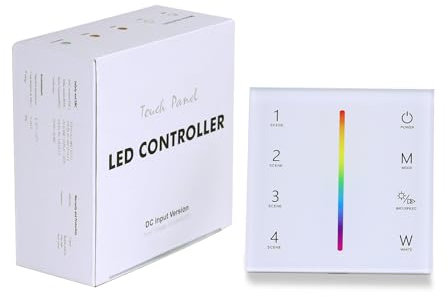 JOYLIT RGBW LED Controller 12-24V 4 Kanal x 3A/CH, 2.4GHz RF Kabelloser Wand Touch Panel LED Controller für RGBW CCT RGB LED Streifen Farbwechsel und Dimmen (86 * 86 * 33MM)