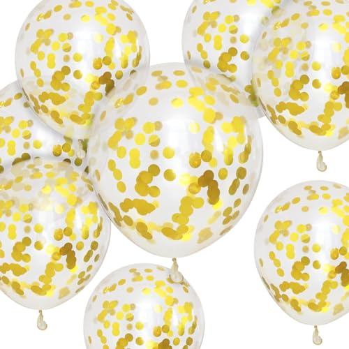 Gold Confetti Balloons 50 PCS 12 inch Gold Party Balloons Pack Strong Thicken latex Gold Balloon for Birthday Party Weddings Baby Shower Events Decorations