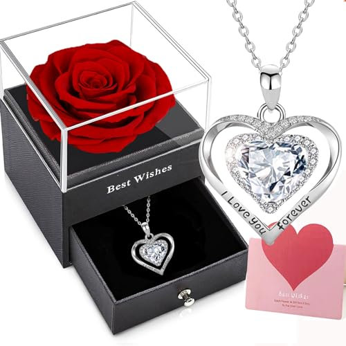 Willuck Eternal Rose Gifts For Her,Preserved Real Rose, Handmade Forever Red Flower Gifts for Mum Woman Wife Girlfriend on Mothers Day Birthday, Anniversary, Valentine's Day,Christmas