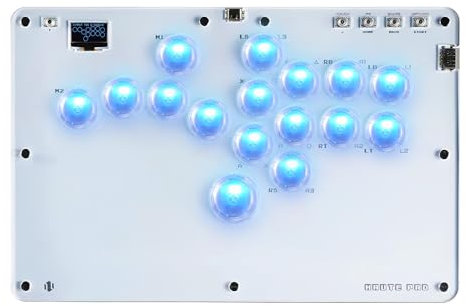 Sehawei Arcade Stick R16 Controller Arcade a 16 tasti per PC/Ps3/Ps4/Switch/Steam, Fight Stick per giochi di combattimento con funzioni RGB e Turbo personalizzate e Hot Swap white