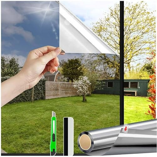 HONLONE Window Film Privacy One Way Clear Privacy Film For Glass Windows Reflective Window Mirror Film Anti Glare Window Tint Film Sun Blocker Privacy Window Film See Out Not In