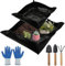 ZWQLZG 2 Stück Pflanzmatte Gartenmatte, 100x100cm & 68x68cm Pflanzen Umtopfmatte mit Umpflanzwerkzeugen Topfuntersetzer pflanzmatte, Gartenarbeitsunterlage Pflanzunterlage für Gartenarbeit