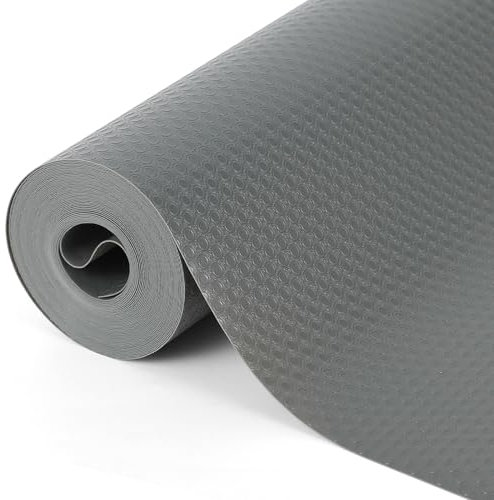 HAUSPROFI Schubladenmatte für Regale Schränke Schubladen Kühlschranke Hause Büro, 30x300cm Zuschneidbar, Transparent Grau