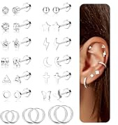 Diamday 15 Pares Pendientes Mujer Piercing Oreja Acero Quirurgico Piercing Tragus Helix Aros Dorados Hipoalergenicos Helix Tragus Cartílago Pendientes Pequeños Aros Mujer Aretes Oro Plata