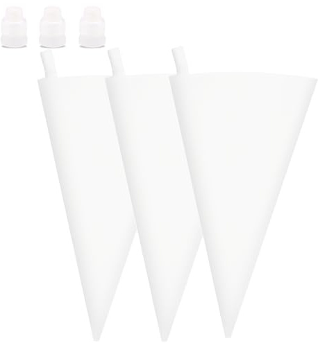 18 Inches Reusable Icing Bags 3-Pack Silicone Piping Bags, Large Pastry Bags Cake Decorating Icing Piping Bags, Baking Dessert Piping Bag with 3 Icing Couplers for Standard Tips, Translucent