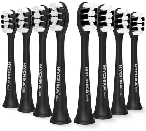 Têtes de brosse à dents pour brosse à dents électrique HYCHIKA P2, 8 têtes de professionnelles pour une élimination plus profonde de la plaque dentaire,Noire