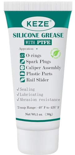 KEZE 92003 Grasa de silicona que contiene PTFE, lubricante a base de teflón, adecuada para sellos de caucho de automoción, juntas tóricas, 28 g