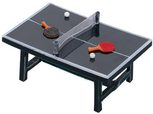 Toyvian Mini Table Tennis Set Accessoires Décoratifs Miniatures pour Maison et Gâteaux Ensemble de Pingpong avec Table Raquette et Balles pour Décoration et