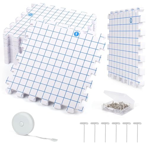 Coopay Blocking Mats for Knitting, 9 Pack Thick Foam Crochet Blocking Board and Pins 100pcs, Blocking Board for Crochet, Interlocking Knitting Crochet Blocking Mats Set with Tape Measure