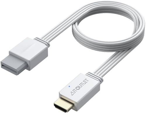 AUTOUTLET Adaptateur Wii HDMI 1080P/720P Prend en Charge Tous Les Modes D'affichage Câble avec Câble WII Et HDMI Intégré De 120cm, Plug and Play-Noir (Blanc-120cm)