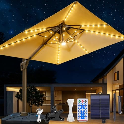 Luci Solari per Ombrellone,Luci per Ombrellone da Esterno Solare,Llluminazione Solare per Ombrellones,per Esterno,Giardino,Ombrelloni,Campeggio