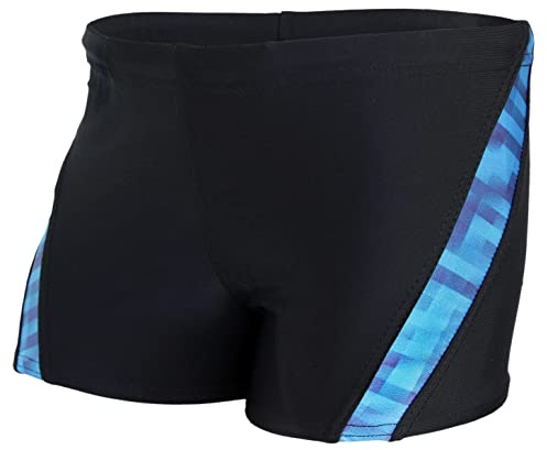 Aquarti Maillot de Bain Garçon – Boxer de Bain Homme avec Bandes Latérales – Confort & Style, Nior/Bleu, 158