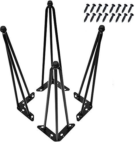 Home Soft Things Hairpin Metal Table Legs 20 Inch Legs for Furniture Coffee Bench Dining End Industrial Table Desk Set of 4 with Black Screws Adjustable Cushion Floor Protectors, 20