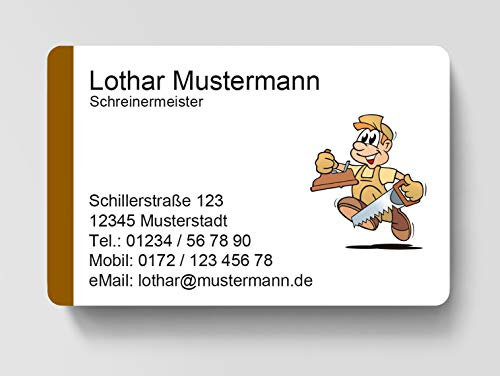 100 Visitenkarten, laminiert, 85 x 55 mm, inkl. Kartenspender - Schreiner Tischler Handwerker