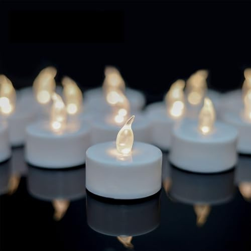 LED Kerzen 24 Stück LED Teelichter Kerzen CR2032 Batterie betrieben Kerzen unscented Romantisches flammenlose Teelicht Votivkerzen (warm weiße, 1 ×24)