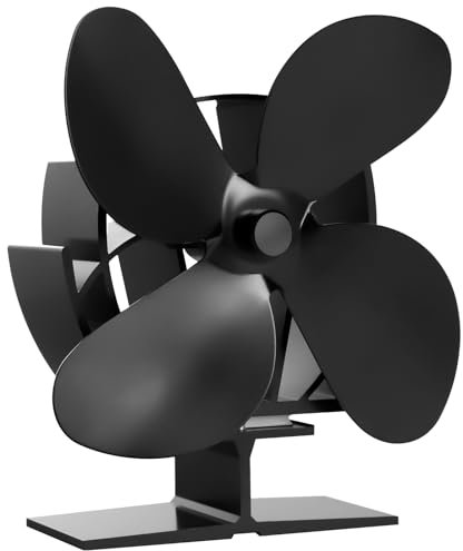 Kaminventilator Ofenventilator Lüfter mit 4 Blättern Geräuscharmer Betrieb Hitzebetrieben für Holzofen Kamin