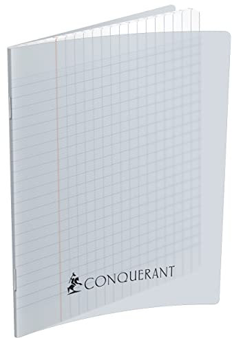 Conquérant Cahier Classique 17x22cm Grands Carreaux Seyès 192 Pages Agrafées Couverture Polypro Incolore