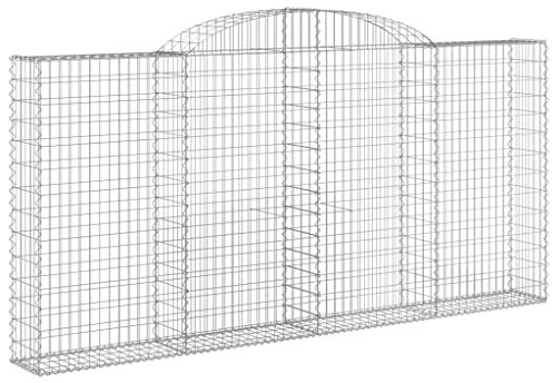vidaXL Panier de Gabions Arqué, Cage à Gabion, Mur de Gabion, Panier à Pierre, Gabion pour Pierre Patio Extérieur, 300x30x140/160 cm Fer Galvanisé