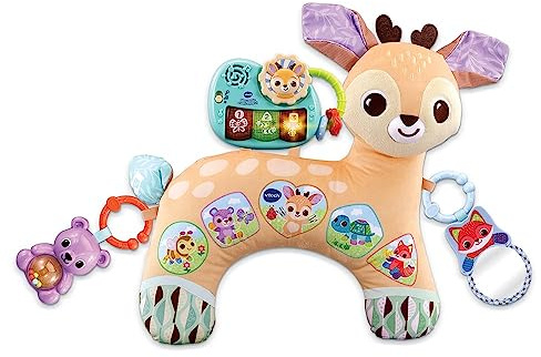 VTech - Mon Coussin d'Éveil Sensoriel, Coussin de Jeu Musical et Évolutif, Jouet d'Activité et de Développement, Piano Lumineux, Hochets, Cadeau de Naissance Bébé Dès 3 Mois - Contenu en Français