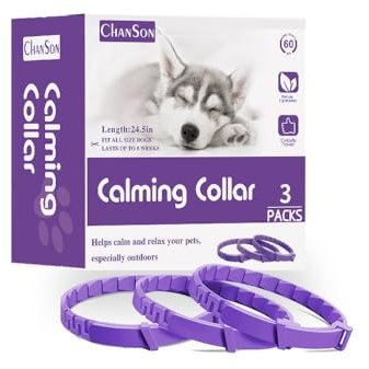 Beruhigungshalsband für Hunde und Katzen, Anti-Angst-Halsband mit Einstellbarer Größe, Beruhigungsmittel für Katzen und Hunde, Natürliches, Sicheres, Wasserdichtes, 24 Zoll, 3er-Pack (Groß)