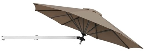 COSTWAY 2.5M Wall Mounted Garden Cantilever Parasol, Balcony Umbrella with Adjustable Pole, Tilted Design and Wind Vent, 8-Rib Outdoor Waterproof Hanging Sun Shade for Patio Market (Brown)