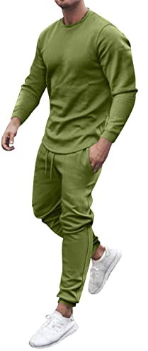 Dinnesis Men's Long-Sleeved O-Neck Sports Suit Taekwondo Suit Boys, Green, XXXL