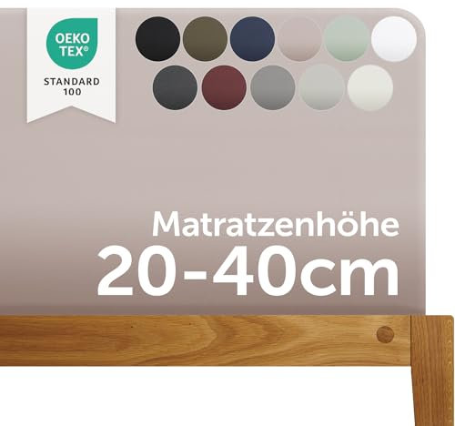 Blumtal® Luxus Spannbettlaken 180x200cm - 200x220cm für Boxspringbetten/Wasserbetten - Oeko-TEX zertifizierte Spannbettlaken 180x200 / 200x200 / 200x220 - Spannleintuch 180x200/Laken 180x200 Taupe