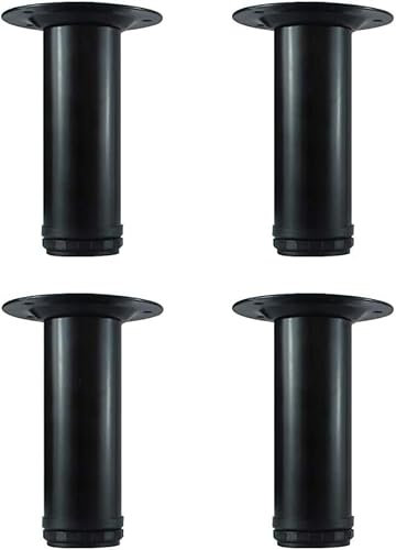 QLLY 15.2cm/6 inch Adjustable Metal Furniture Legs, Replacement Leg for Sofa Couch Chair Ottoman Cabinet, Set of 4 (15.2cm, Black)