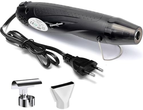 FloweryOcean Mini pistola ad aria calda da 350 W, 2 impostazioni di temperatura 392°F/662°F, per goffratura artigianale, tubi termoretraibili, resina epossidica, ritiro riscaldato, asciugatura a